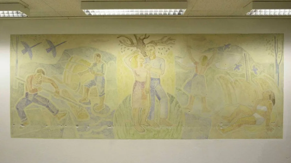 Muralmålning av Stig Sandberg, Bodenskolan.