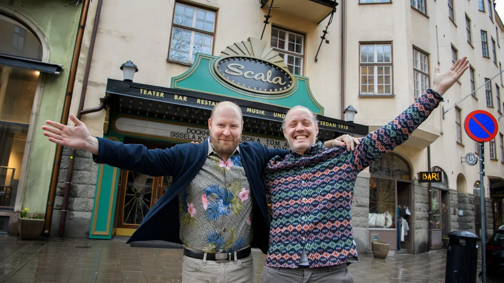 Scalarevyn med bland andra Henrik Dorsin, till vänster, livesänds på Folkets bio i Visby.