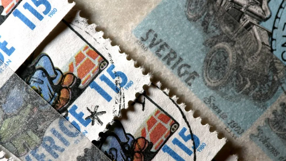 Bild på några av de äldre frimärkena som finns.