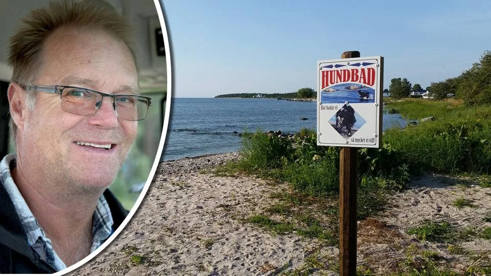 En bit söder om badstranden i Slite har den hundvänliga badstranden nu uppförts.