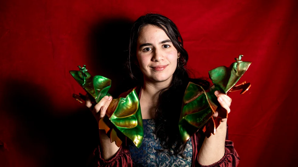 Nathalie Álvarez Mesén under Guldbaggegalan på Cirkus i Stockholm. Hennes film "Clara Sola" belönades med totalt fem guldbaggar.