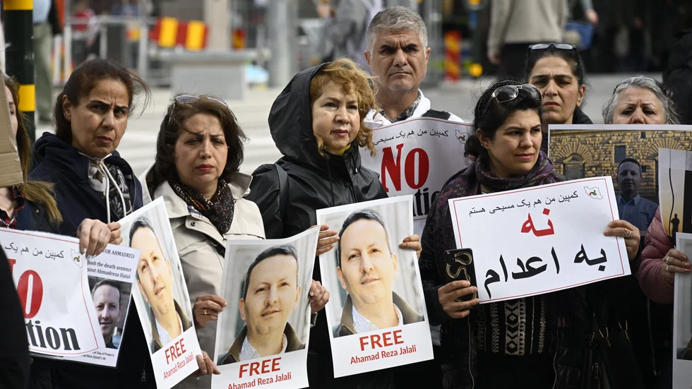 En demonstration för den svensk-iranske läkaren och forskaren Ahmadreza Djalali i Stockholm. Arkivbild.