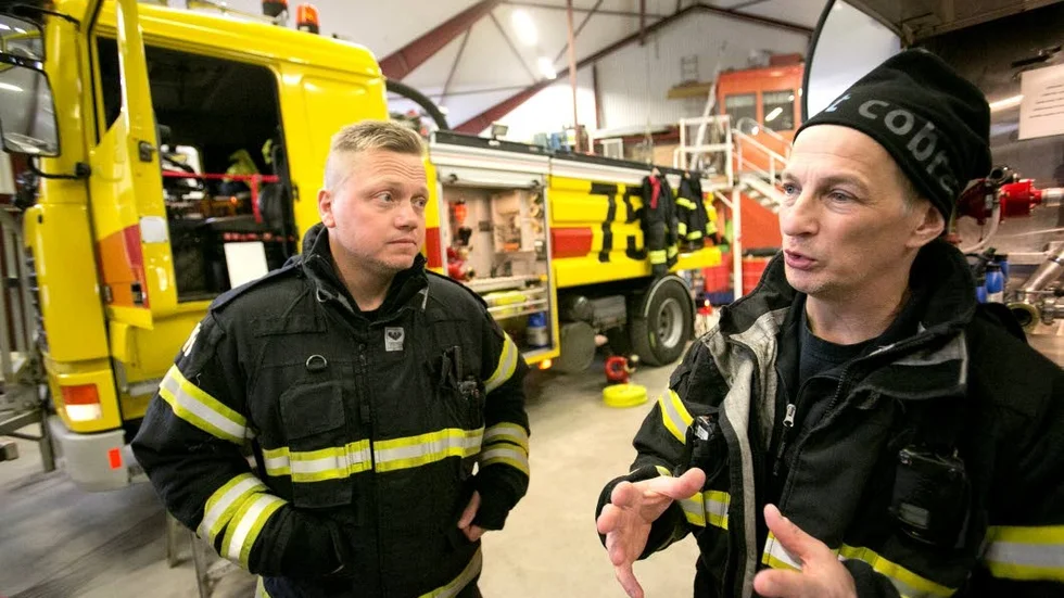 Brandmästaren Joachim Nyman och brandförmannen Ulf Wallin.