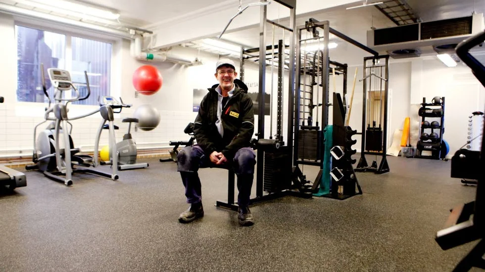 VD. Lars-Erik Stenegärd, vd för Plog AB, har tagit plats inne i Sunrise gym, ett av företagen som hyrt in sig i det gamla mejeriet i Stånga.