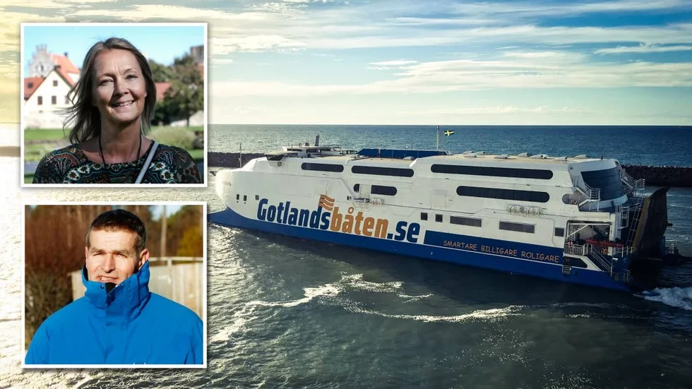 Cecilia Österlind, vd för Inspiration Gotland, och Rolf Lindvall, som driver Sudersand Resort, är besvikna över Gotlandsbåtens besked.