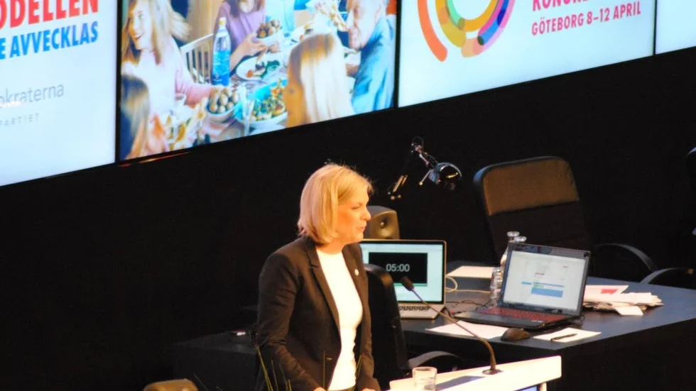 Magdalena Andersson in aktion under Socialdemokraternas förra kongress. I dag är det dags igen för partiets högsta beslutande organ att ta viktiga beslut.