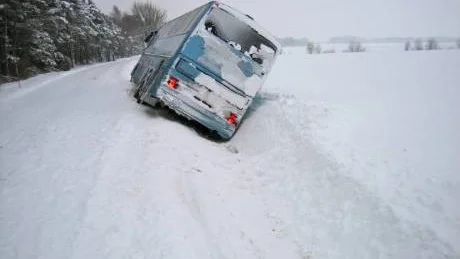 Strax efter klockan åtta i morse gick en av Gadds bussar av vägen i Endre. Inga passagerare var ombord eftersom bussen var på väg till verkstaden.