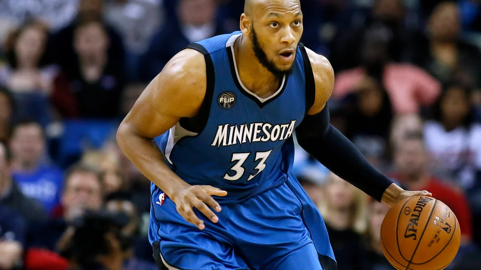 Adreian Payne i en NBA-match för Minnesota. Arkivbild.