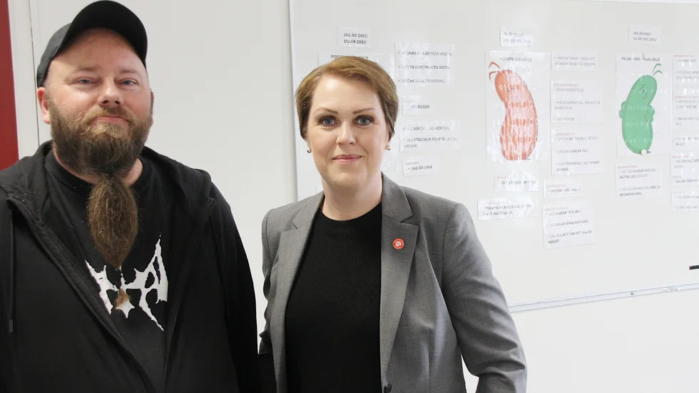 Robert Andersson kunde berätta för socialminister Lena Hallengren (S) om det dagliga samarbetet inom samordningsförbundet.