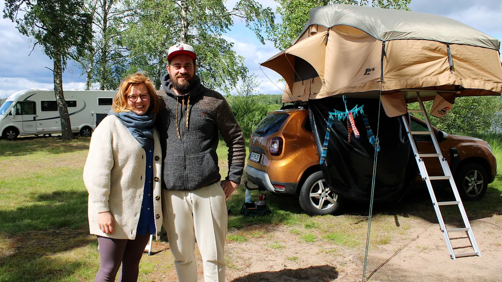 Dorothee Vollmer och Michael Vollmer från Schwarzwald i Tyskland stannade i två nätter på Hultsfreds strandcamping, där de njöt av den vackra naturen.