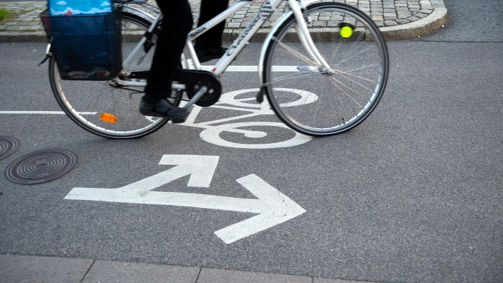 Cykel rätt väg i centrala Uppsala.