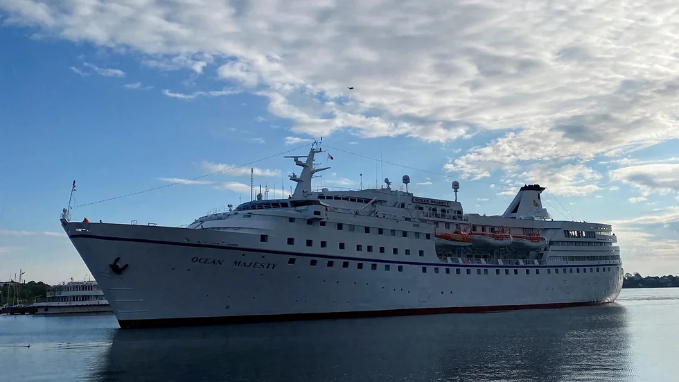 Ocean Majesty ligger i Karlskrona hamn i väntan på reservdelar efter sjöfartsinspektionens besök i Blekinge.