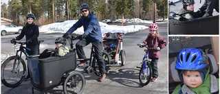 Bilen får stå – för Björkemyrs är det cykel som gäller: "Ibland känns det som att cykla runt med en liten cirkus"