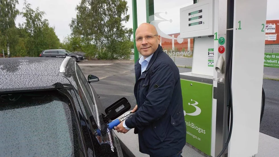 Full gas. Svensk Biogas vd Mattias Philipsson är stolt över det Linköpingsbaserade bolagets nya mack i Västervik.