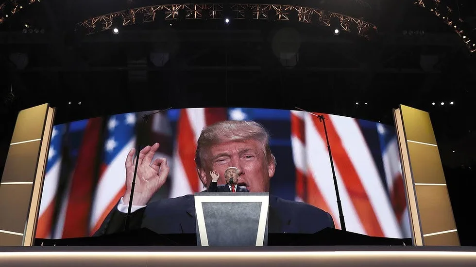 Cleveland. Trump håller kröningstal som presidentkandidat för Republikanerna.