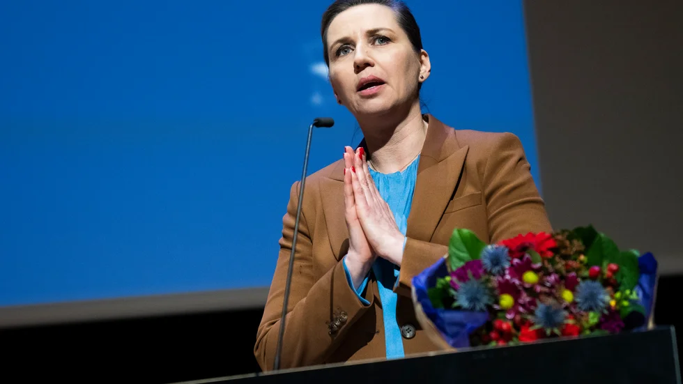 Danmarks statsminister Mette Frederiksen. Bild från fredagen.