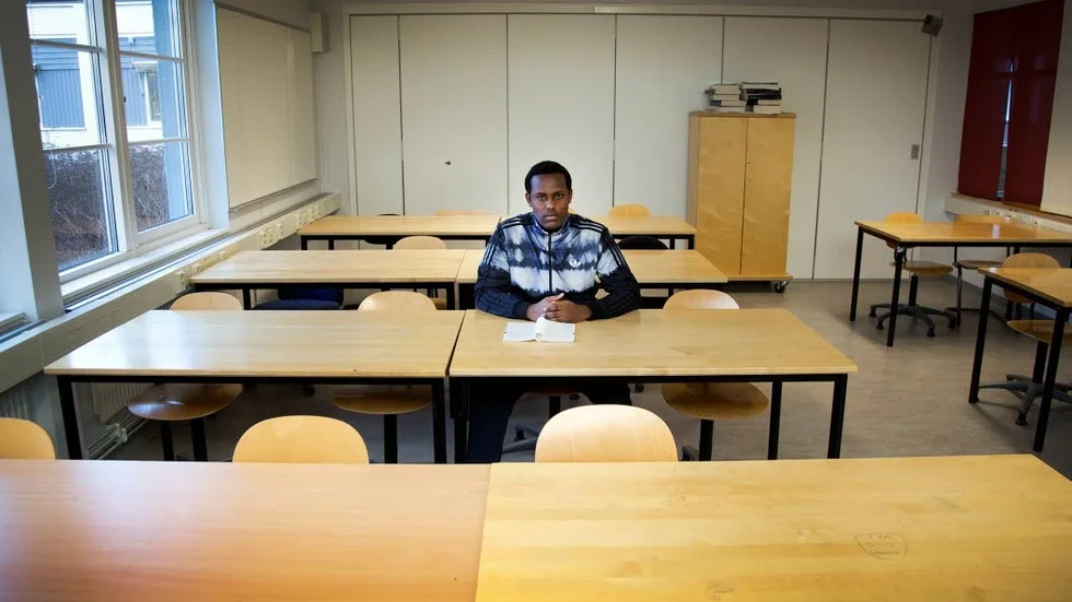 Ensam i årskursen. Mohamed Mohamud stortrivs med sitt gymnasieprogram, men visst är det lite tråkigt att vara ensam i klassen.