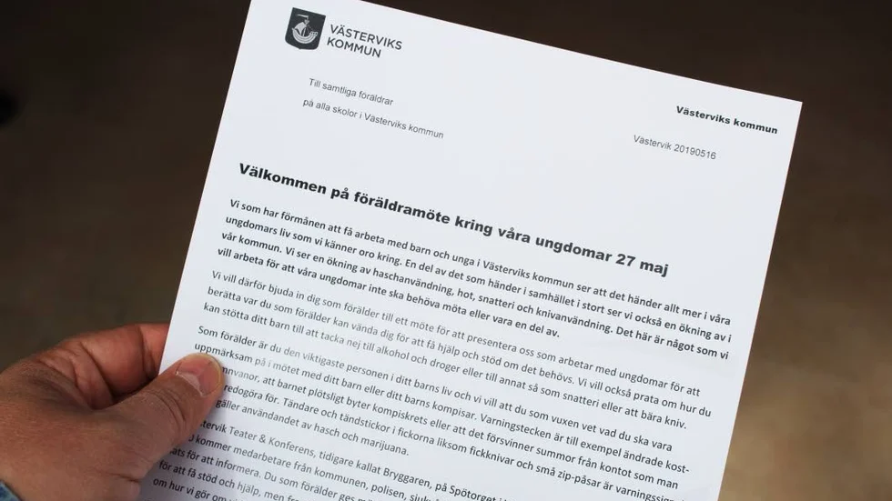 Brevet har gått ut till alla föräldrar med barn i kommunens skolor.