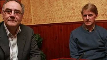 Krister Söderstam och Rolf Ågren från Gävle Fjärrfrakt deltog i mötet om 56: an i Heby på tisdagskvällen.