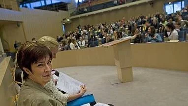På eftermiddagen fick ungdomarna en frågestund med bland andra Mona Sahlin (s).