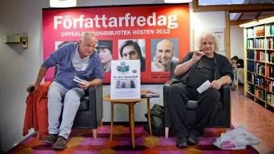 Uppsala läser. Presentation av Uppsala Läser på stadsbiblioteket med Kjell Eriksson och Göran Greider.