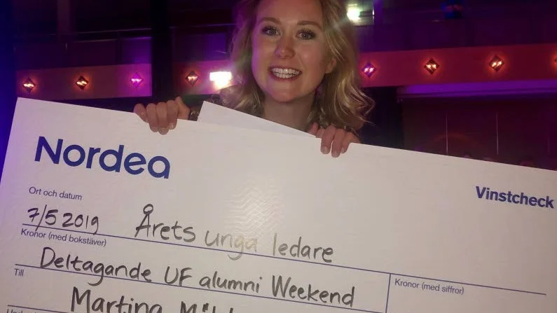 Som pris för utnämningen får Martina Mattsson Mähl delta i UF alumni Weekend i Örebro i höst kostnadsfritt.