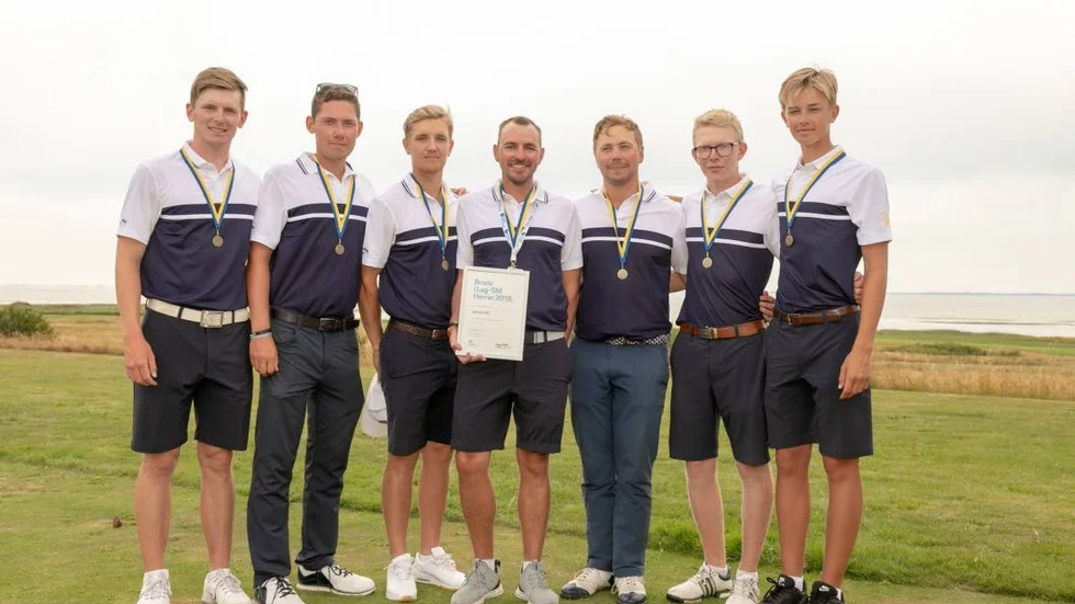 Upsala GK-laget. Från vänster: David Nyfjäll, Anton Karlsson, Måns Berglund, Marcus Eidelöf, Markus Säyrä, Gustav Liljedahl och Tim Holmberg.