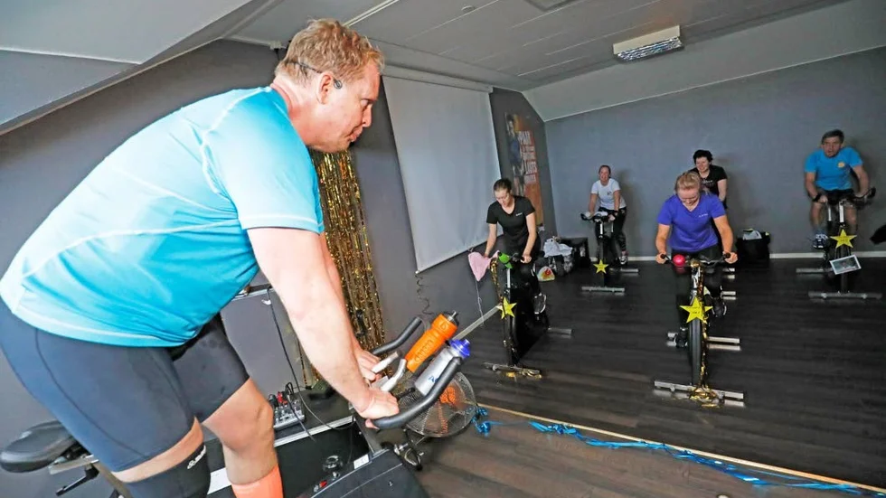 Spinning. Gunnar Larsson ledde ett av spinningpassen på lördagen.