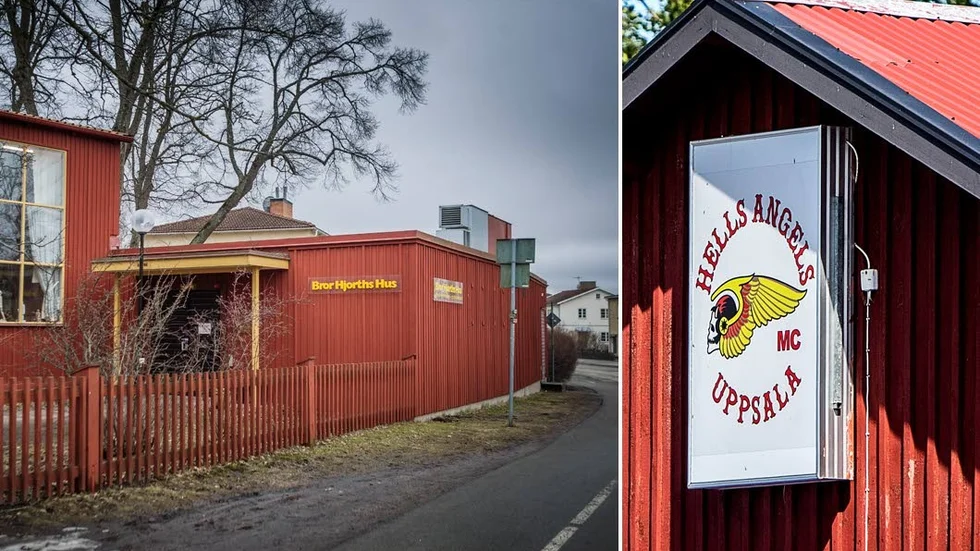 Bildkollage. Bror Hjorths hus och Hells Angels klubblokal i Uppsala.