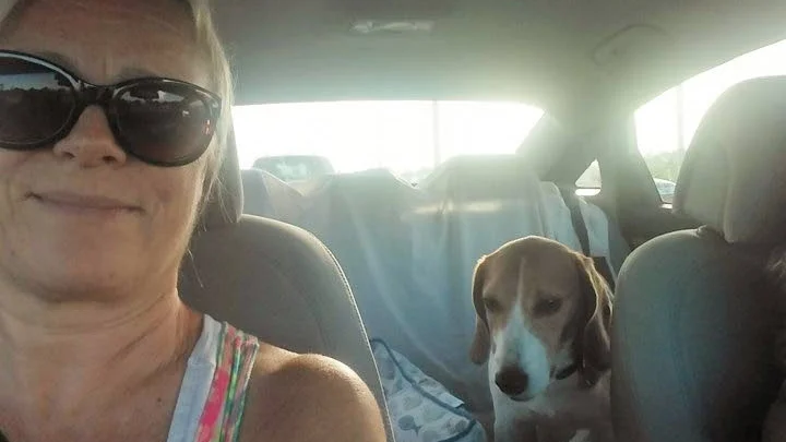 Flyr. Christina Ashley på väg i bil tre timmar inåt landet för att fly stormen Irma.