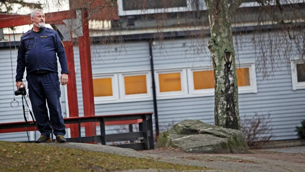 På plats. Polisen Dag Lundberg var på morgonen på brottsplatsen.