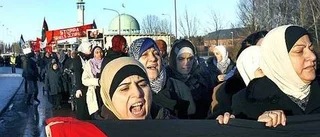 Demonstranter i Uppsala möttes av ägg