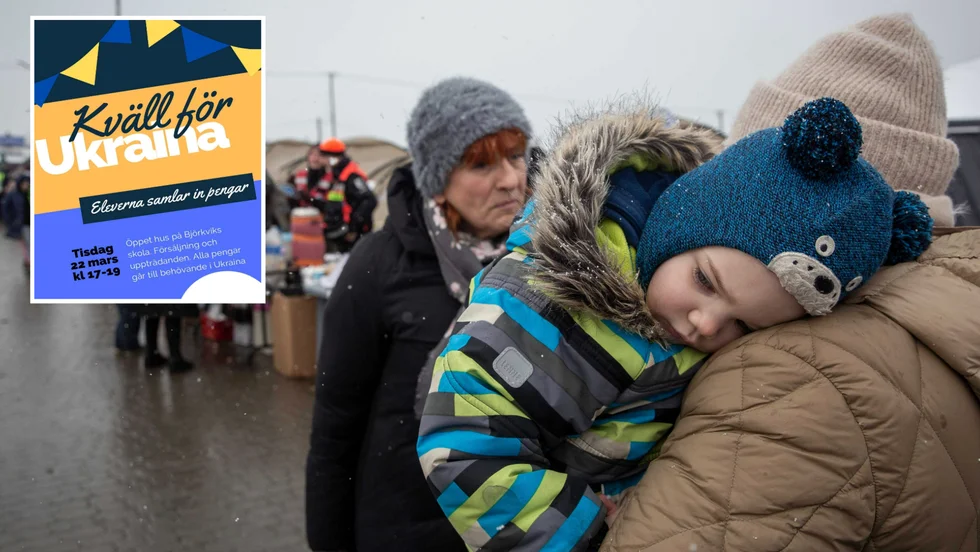 Elever på Björkviks skola arrangerar en välgörenhetskväll där pengarna går till folket i Ukraina. 