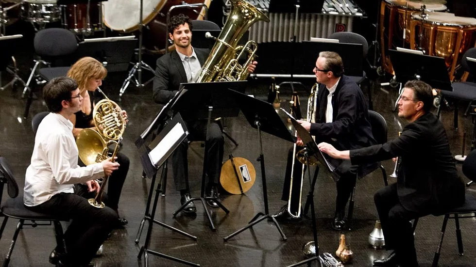 Mässingsblås. Gävle Symfoniorkesters Brass medverkade vid "Signal" i veckan.