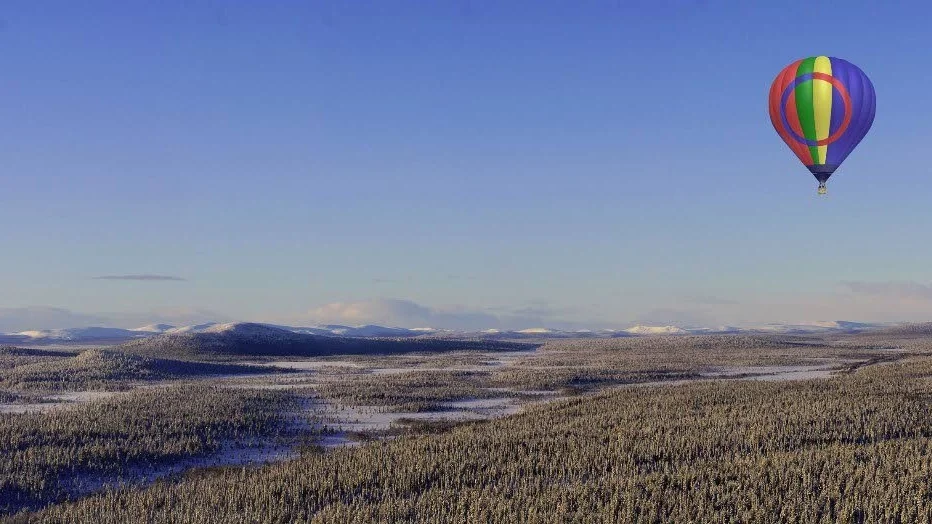 Luftballong över Norrbottens frusna landskap. Det blir verklighet nästa vinter.