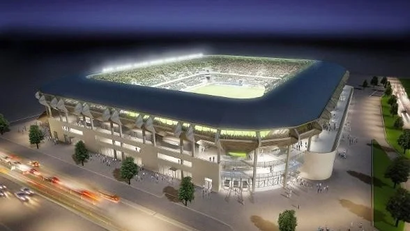 Modell av arenan Gamla Ullevi i Göteborg.