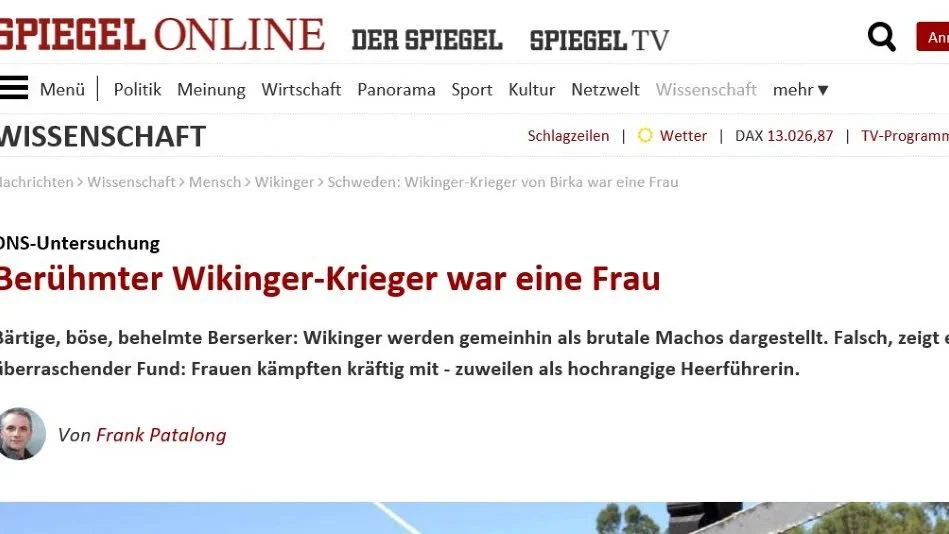 Uppmärksammad. Tyska Der Spiegel är en av hundratals tidningar som rapporterade om den kvinnliga vikingakrigaren i Birka.
