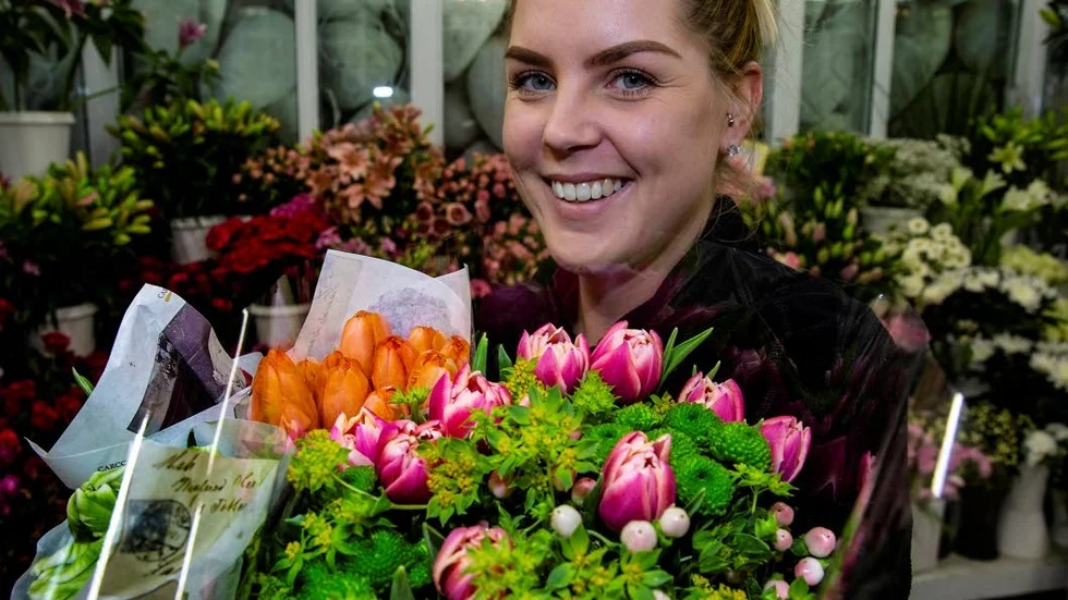 Michaela Fredriksson på Blomsterhallen i Gränby.
