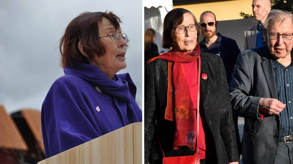 Efter en lång karriär inom Socialdemokraterna och den nationella politiken då hon var en pionjär och vägröjare för jämställdheten höll höll Birgitta Dahl ett första maj tal i Gimo 2010. Nästan tio år senare syns hon här på bild på väg till Socialdemokraternas valvaka inför riksdagsvalet 2018.