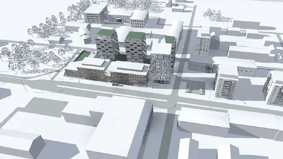 Så här tänker sig Diös och arkitekten MAF att det nya moderna kvarterat kan se ut.