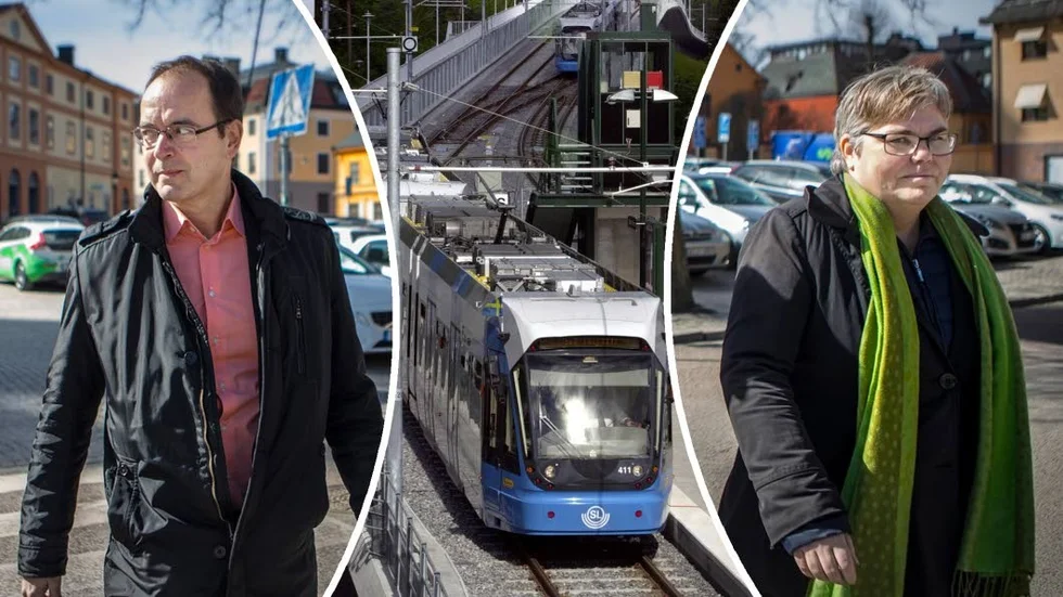 Stefan Hanna (C) kampanjar mot spårvägssatsningen medan Maria Gardfjell (MP) försvarar projektet.