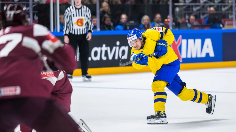Jonathan Pudas var en av många som inte fick utdelning när Lettlands chockade Tre Kornor och vann VM-kvarten.