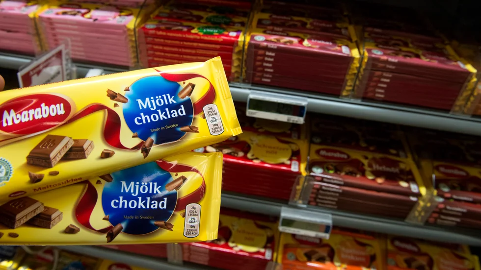 Företaget Mondelez Sverige säljer bl.a. choklad med varumärkerna Marabou, Daim, Japp och Aladdin. Visst bör vi också se till att svenska företag slutar köpa rysk nickel, kobolt och naturgas lika mycket som vi bojkottar chokladkakan? (Arkivbild)
