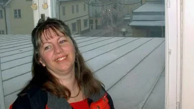 Förr såg Skänninges tandläkare den här utsikten från sin mottagning. Om Lis Eriksson får som hon vill blir det vandrarhemsgäster som njuter av vyn i stället.