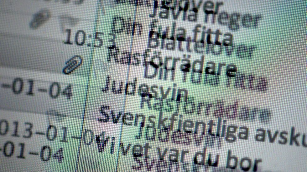 Hatord på nätet.