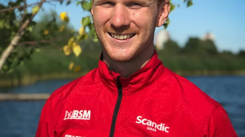 Silvermedaljören i K1 över 5000m, Henrik Strand.