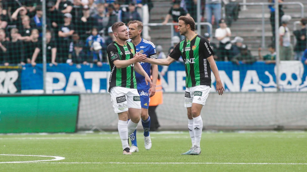 Dino Salihovic jublade efter sitt 0-1-mål mot Sundsvall. Eller var det ett självmål. "Jag hoppas att jag får det", säger IFK-lånet.
Foto: Mats Andersson / BILDBYRÅN