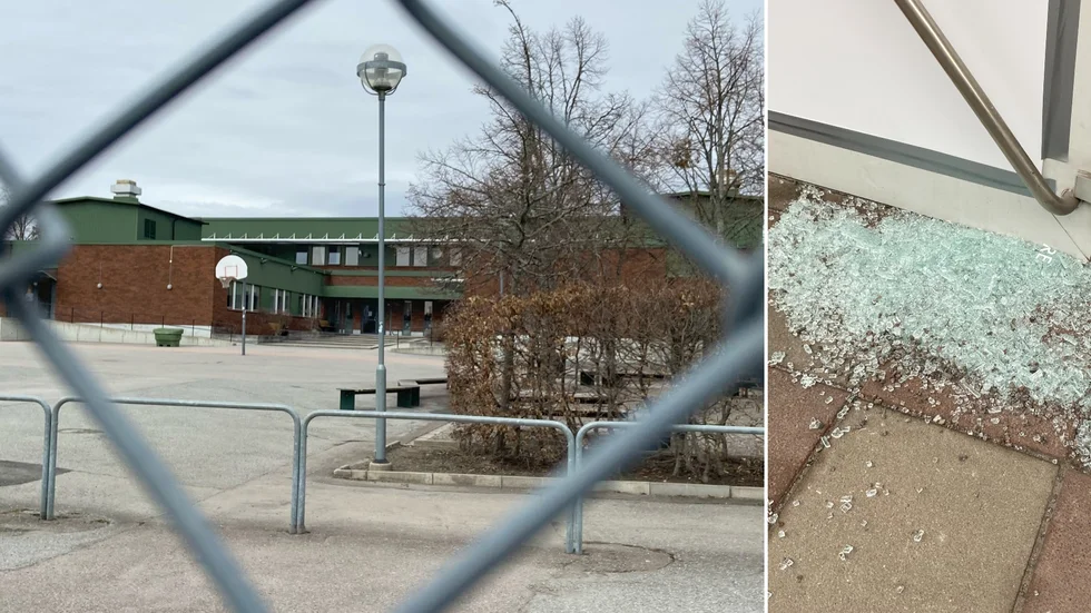 Mariefreds skola utsattes under veckoslutet för en omfattande skadegörelse (montage).