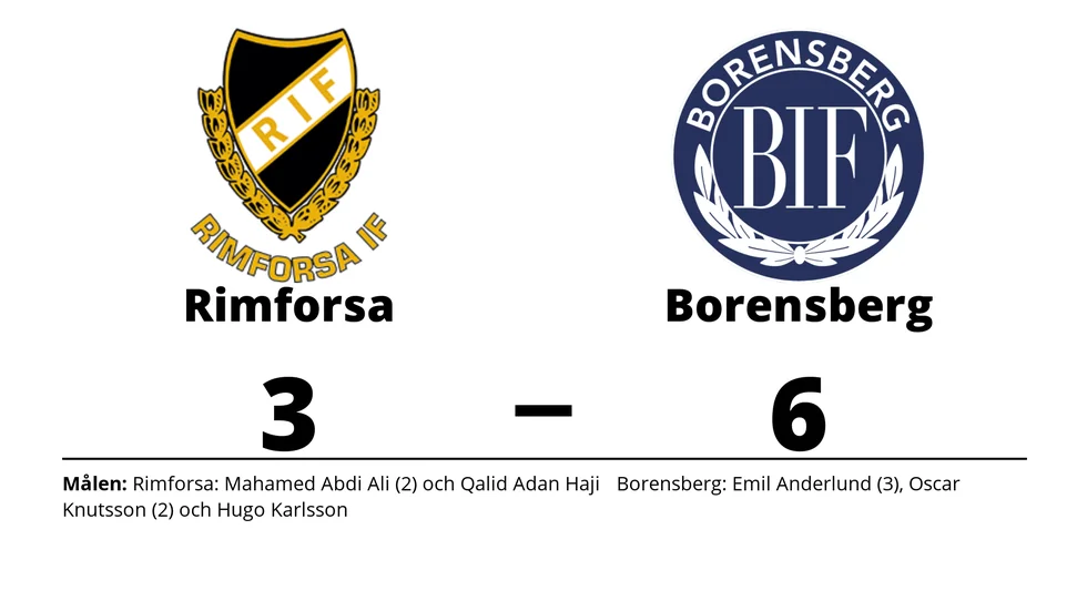 Rimforsa IF B förlorade mot Borensbergs IF