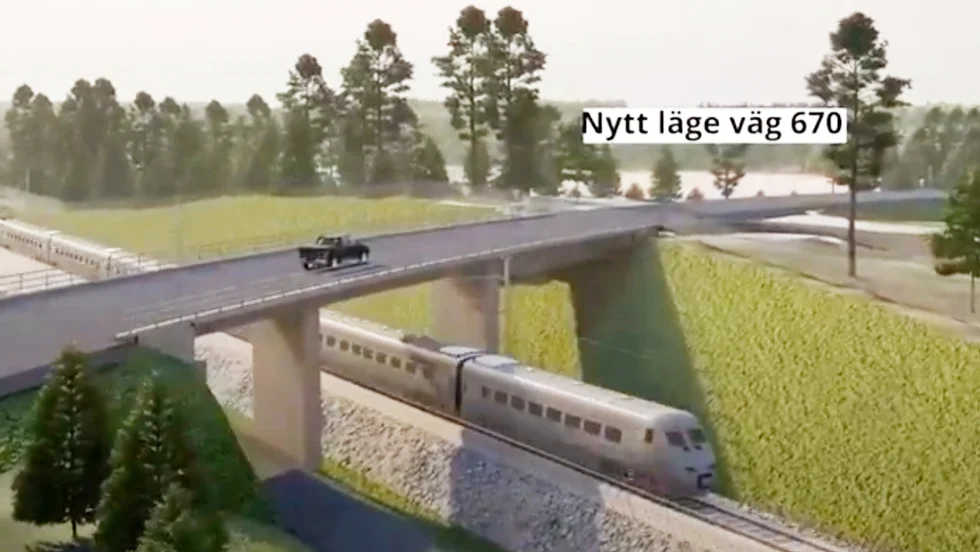 På filmen kan man ser hur broar, bana och bullervallar kan komma att se ut bland annat.